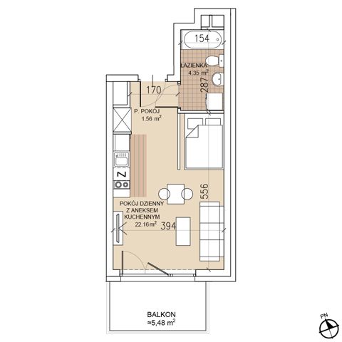 Plan 1 pok. 28m²
