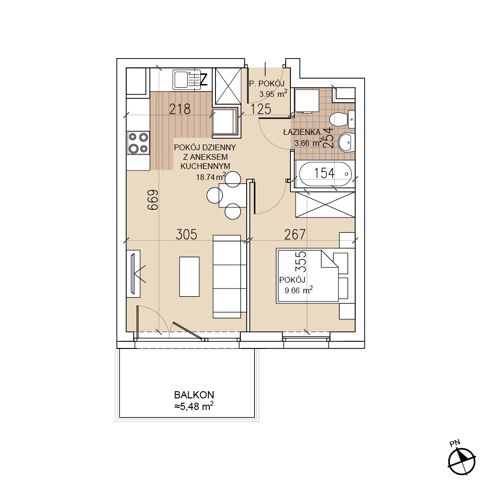 Plan 2 pok. 36m²