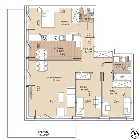 Plan 4 pok. 95m²