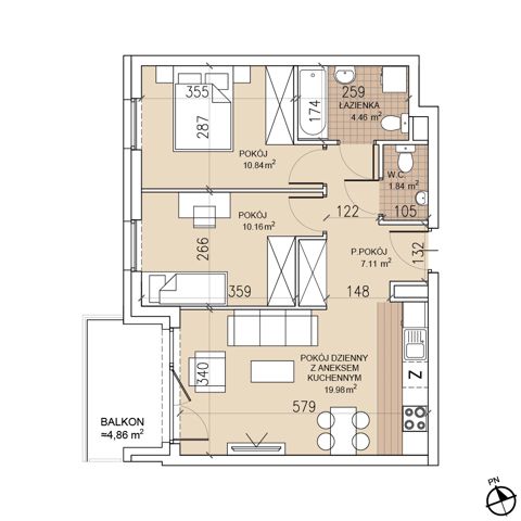 Plan 3 pok. 54m²