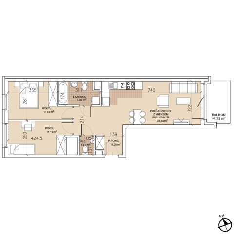 Plan 3 pok. 61m²