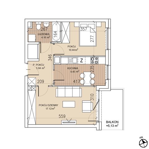 Plan 2 pok. 47m²