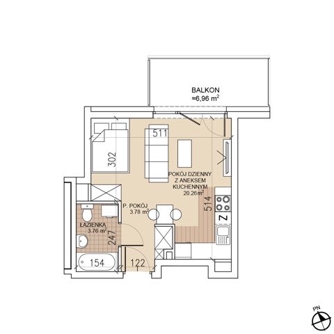 Plan 1 pok. 28m²