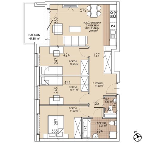 Plan 4 pok. 70m²