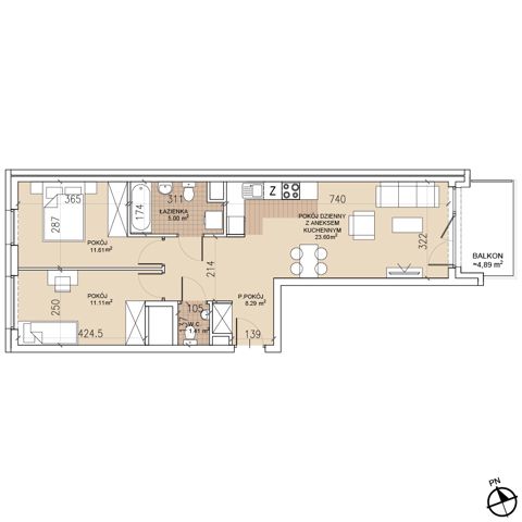 Plan 3 pok. 61m²