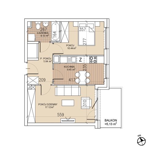 Plan 2 pok. 47m²