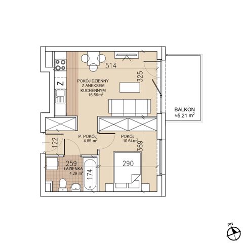 Plan 2 pok. 36m²