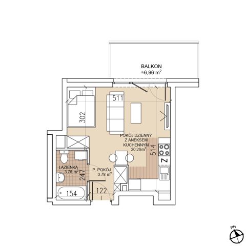 Plan 1 pok. 28m²
