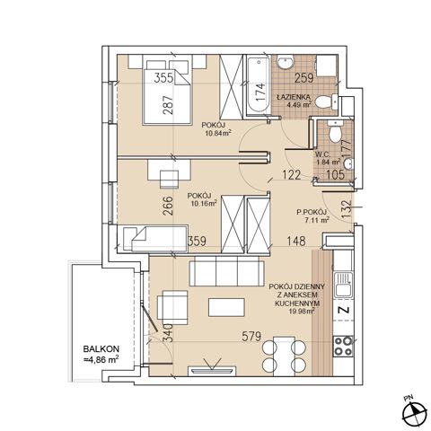 Plan 3 pok. 54m²