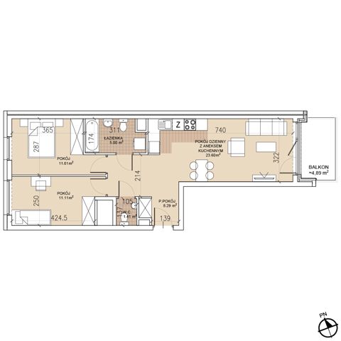 Plan 3 pok. 61m²