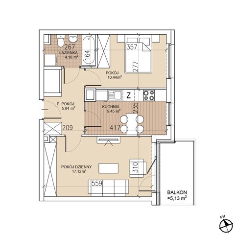 Plan 2 pok. 47m²