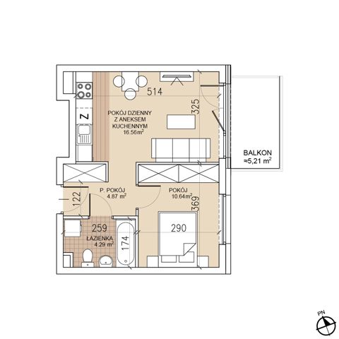 Plan 2 pok. 36m²