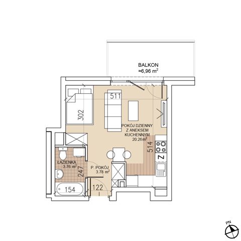 Plan 1 pok. 28m²