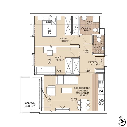 Plan 3 pok. 54m²