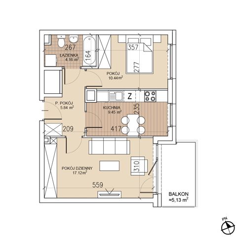 Plan 2 pok. 47m²
