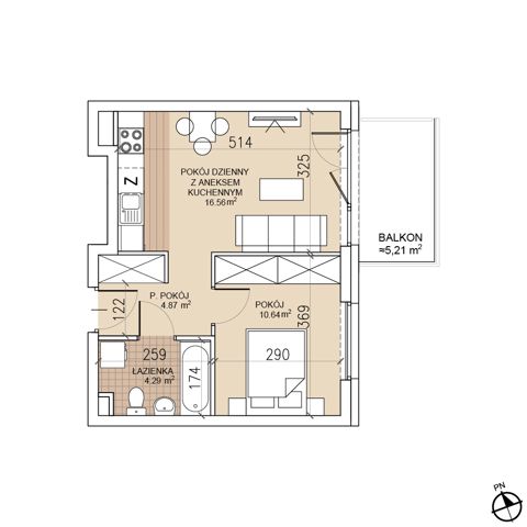 Plan 2 pok. 36m²