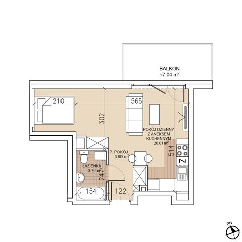 Plan 1 pok. 34m²