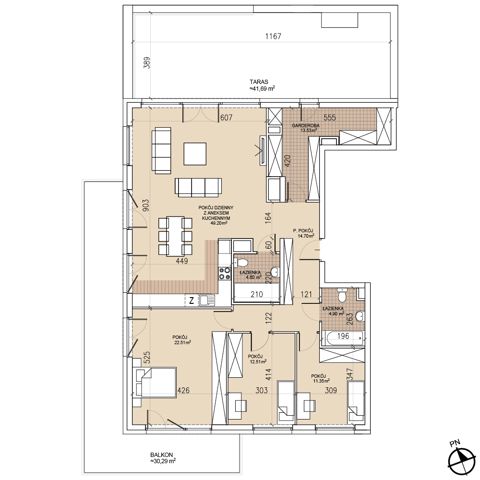 Plan 4 pok. 133m²