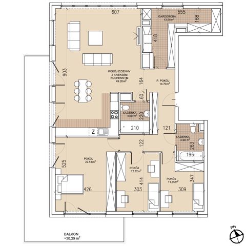 Plan 4 pok. 133m²