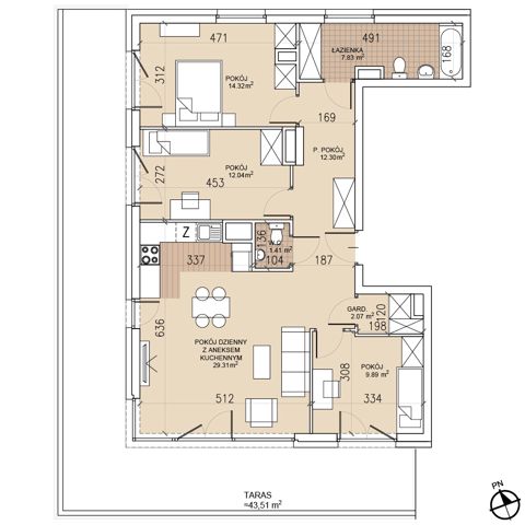 Plan 4 pok. 89m²