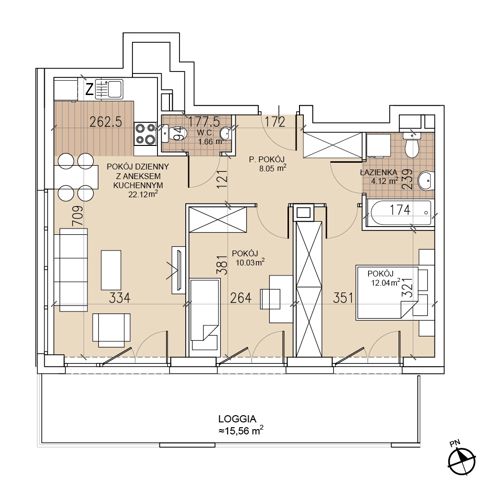 Plan 3 pok. 58m²