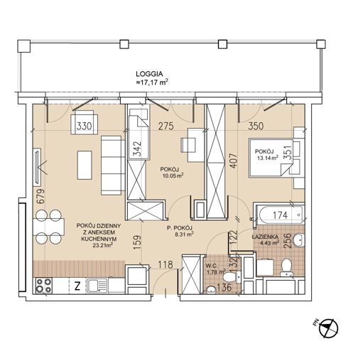 Plan 3 pok. 61m²