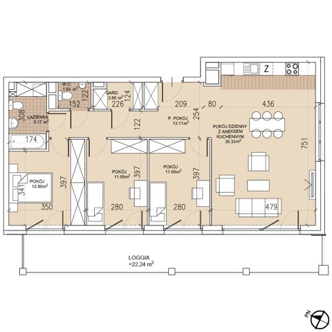 Plan 4 pok. 93m²