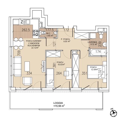 Plan 3 pok. 58m²