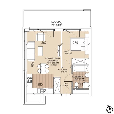 Plan 2 pok. 42m²