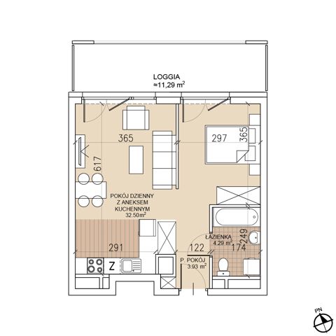 Plan 1 pok. 41m²
