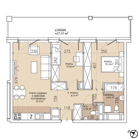 Plan 3 pok. 61m²