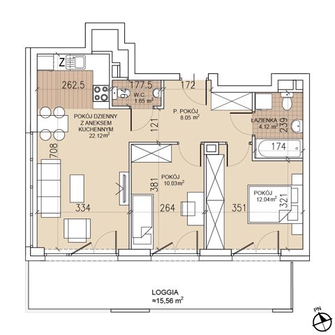 Plan 3 pok. 58m²