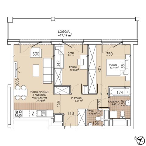Plan 3 pok. 58m²