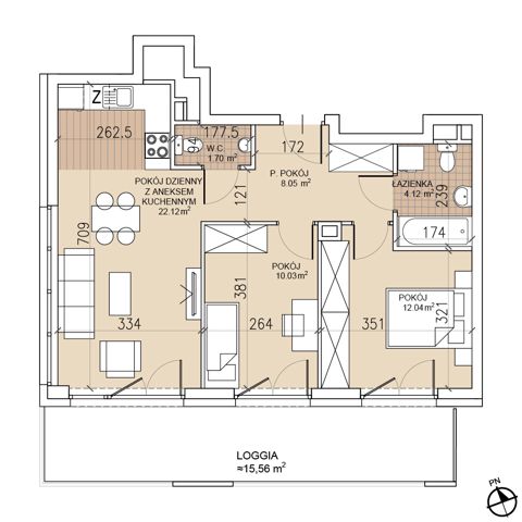 Plan 3 pok. 58m²
