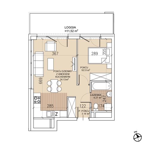 Plan 2 pok. 42m²