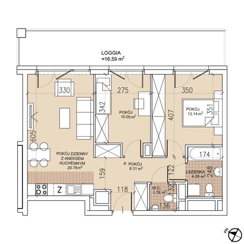 Plan 3 pok. 58m²