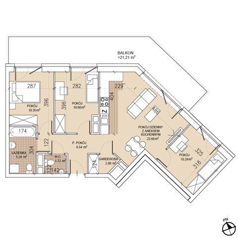 Plan 4 pok. 70m²