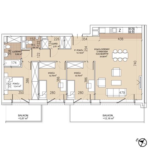 Plan 4 pok. 92m²