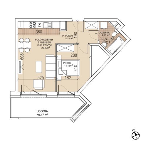Plan 2 pok. 41m²