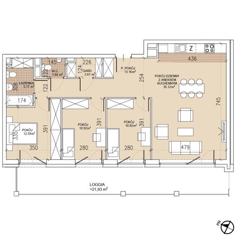 Plan 4 pok. 92m²