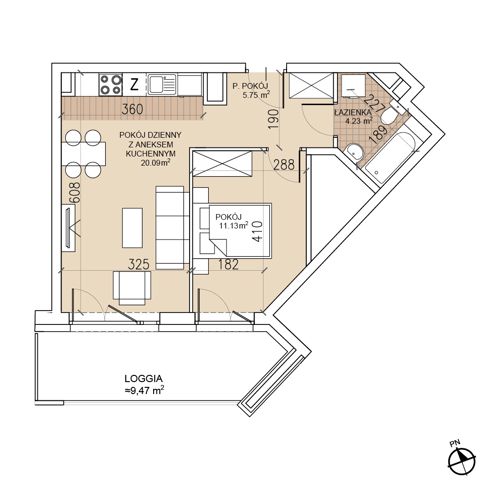 Plan 2 pok. 41m²