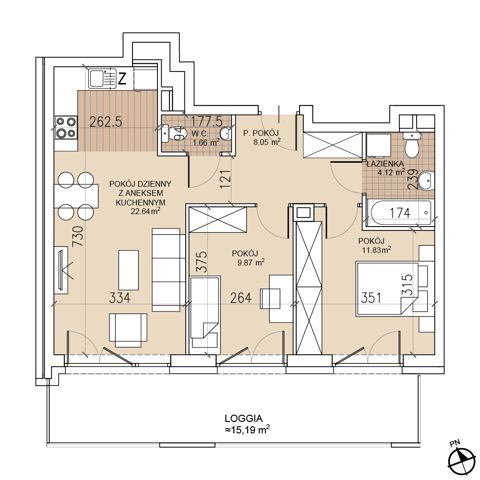 Plan 3 pok. 58m²