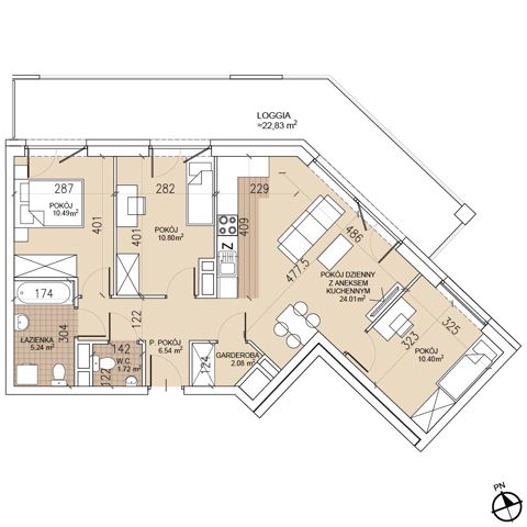 Plan 4 pok. 70m²