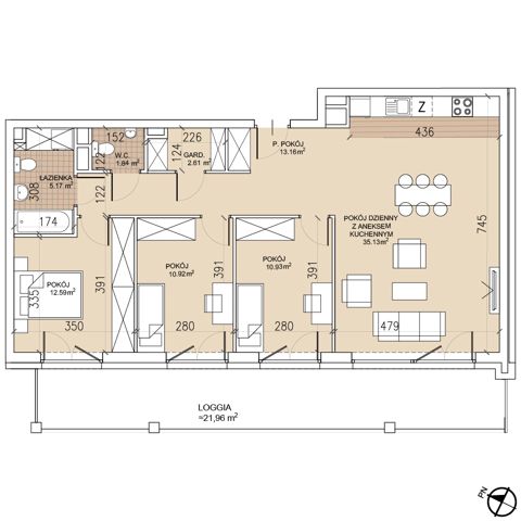 Plan 4 pok. 92m²