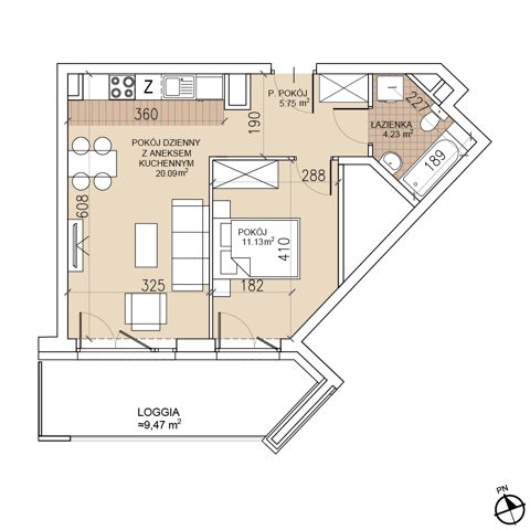 Plan 2 pok. 41m²