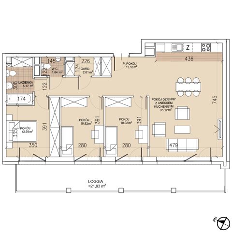 Plan 4 pok. 92m²