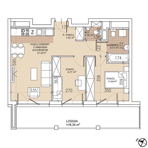 Plan 3 pok. 57m²