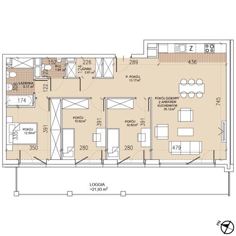 Plan 4 pok. 92m²