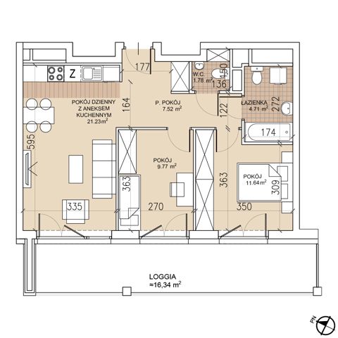 Plan 3 pok. 57m²