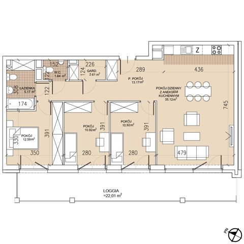 Plan 4 pok. 92m²